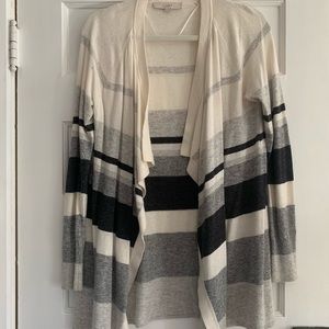 LOFT - striped draped open cardigan